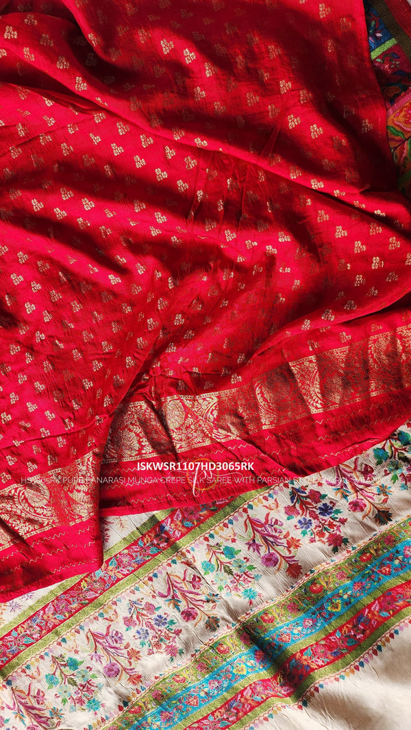 Crepe Silk Saree With Contrast Blouse-ISKWSR1107HD3065RK