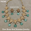 Pure Brass Real Kundan Jewelry Set-ISKJW1007PK-240