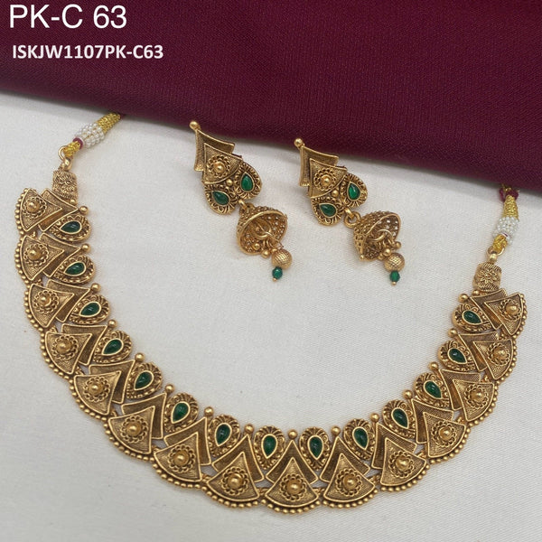Pure Brass Real Kundan Necklace Set-ISKJW1107PK-C63