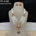 Pure Brass Real Kundan Necklace Set-ISKJW1107PK-283
