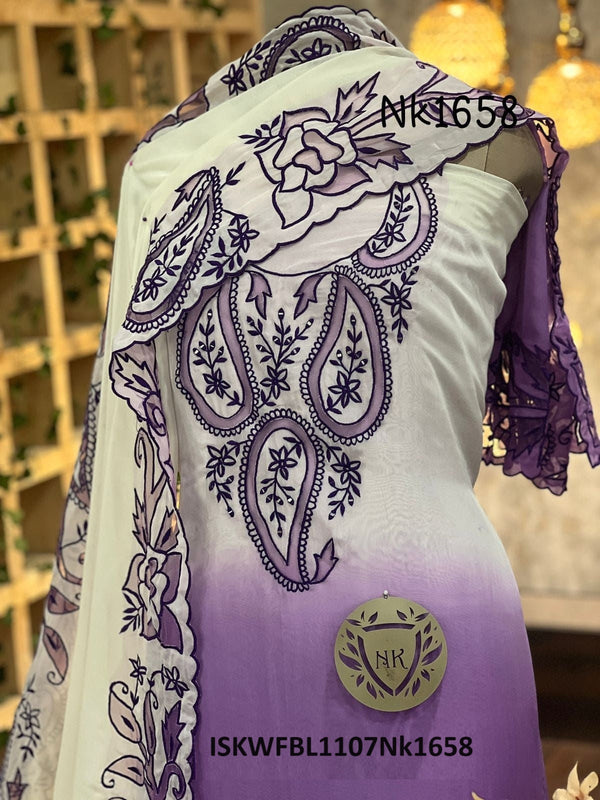Ombre Dyed Organza Kurti With Shantoon Bottom And Embroidered Dupatta-ISKWFBL1107Nk1658