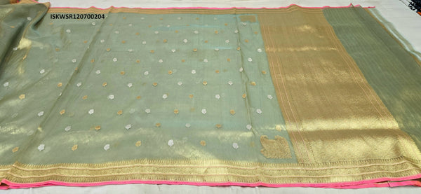 Banarasi Hand Woven Kora Tissue Silk Saree With Blouse-ISKWSR120700204