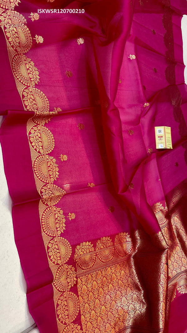 Banarasi Weaved Handloom Kora Silk Saree Blouse-ISKWSR120700210