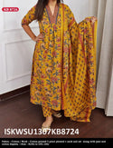 Printed Cotton Anarkali Kurti With Pant And Dupatta-ISKWSU1307KB8724