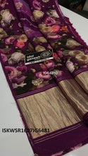 Floral Printed Gaji Silk Saree With Weaving Blouse-ISKWSR1607IG6481