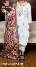 Cotton Chikankari Kurti With Pant And Digital Printed Dupatta-ISKWSU1507SPC6331