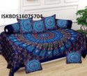 Printed Cotton Bedsheet With Pillow Cover And Cushion Cover-ISKBDS16075704