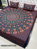 Mandala Print Cotton Bedsheet With Pillow Cover-ISKBDS16075705