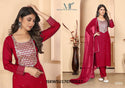 Embroidered Rayon Kurti With Pant And Nazmeen Dupatta-ISKWSU170700027