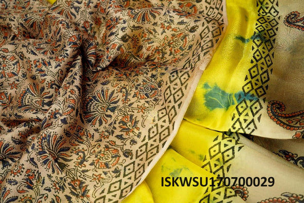 Shibori Tie And Dye Printed Jute Silk Saree With Kalamkari Blouse-ISKWSU170700029