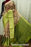 Kalamkari Printed Jute Silk Saree With Contrast Blouse-ISKWSU170700030