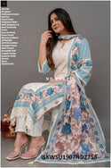 Embroidered Cotton Kurti With Pant And Dupatta-ISKWSU1907ND2757/ND2758