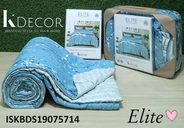 Glace Cotton Bedsheet With Pillow Cover And  Reversible Comforter Set-ISKBDS19075714