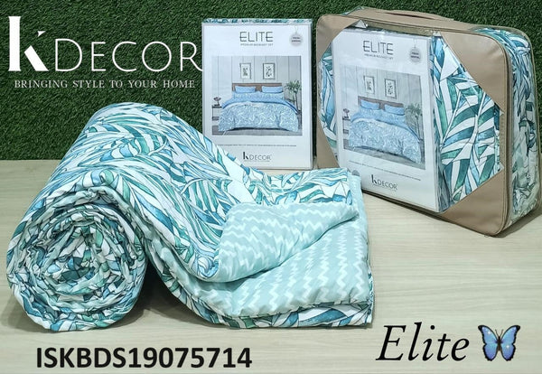 Glace Cotton Bedsheet With Pillow Cover And  Reversible Comforter Set-ISKBDS19075714