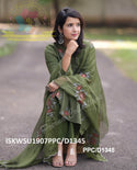 Handloom Cotton Kurti With Pant And Organza Silk Dupatta-ISKWSU1907PPC/D1345