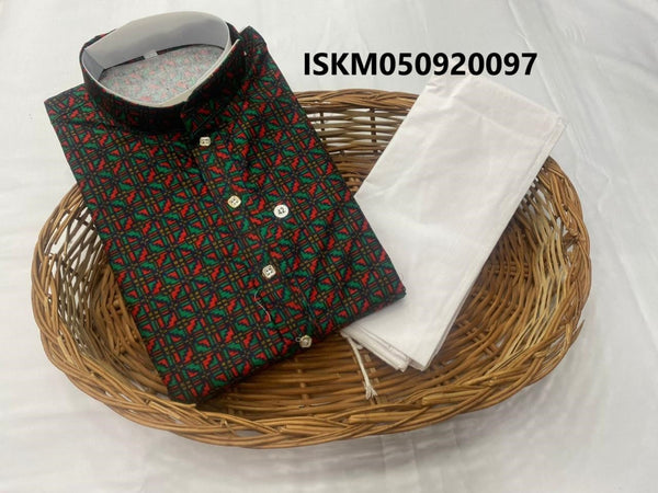 Printed Imported Men's Kurta With Pant-ISKM050920097