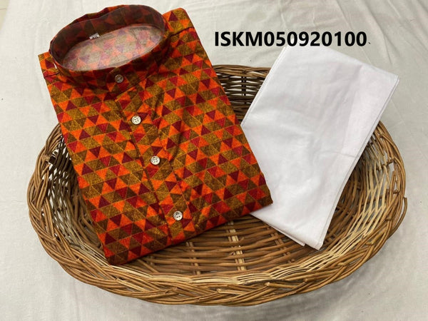 Printed Imported Men's Kurta With Pant-ISKM050920100