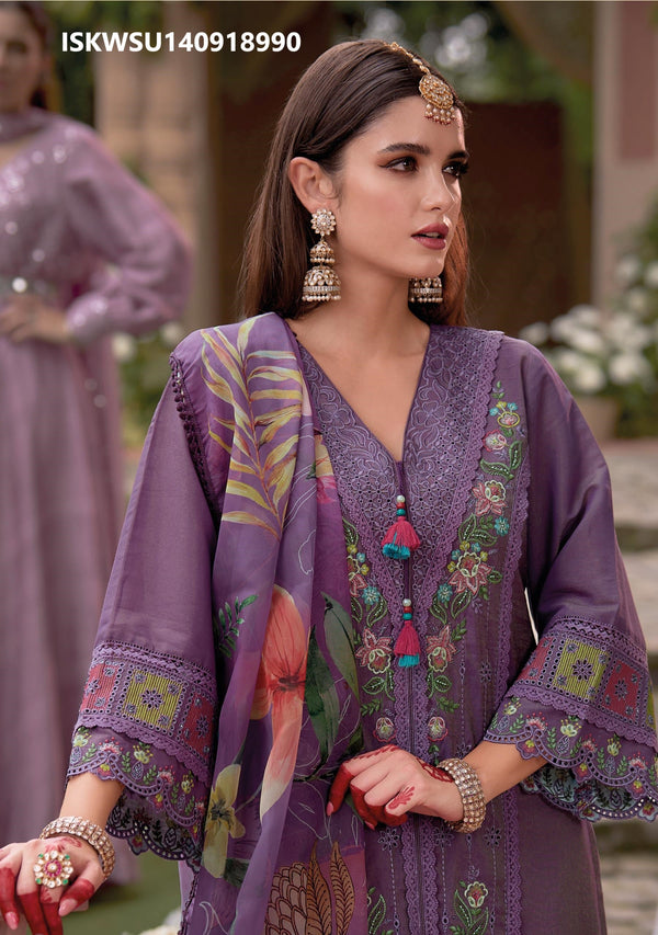 Embroidered Viscose Silk With Viscose Pant And Floral Printed Dupatta-ISKWSU140918990