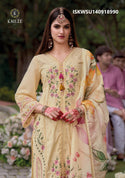 Embroidered Viscose Silk With Viscose Pant And Floral Printed Dupatta-ISKWSU140918990