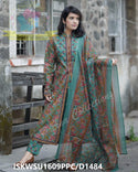 Discharge Printed Cotton Double Layer Anarkali Kurti With Pant And Malmal Cotton Dupatta-ISKWSU1609PPC/D1484