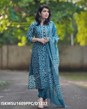 Printed Chanderi Silk Kurti With Pant And Dupatta-ISKWSU1609PPC/D1237