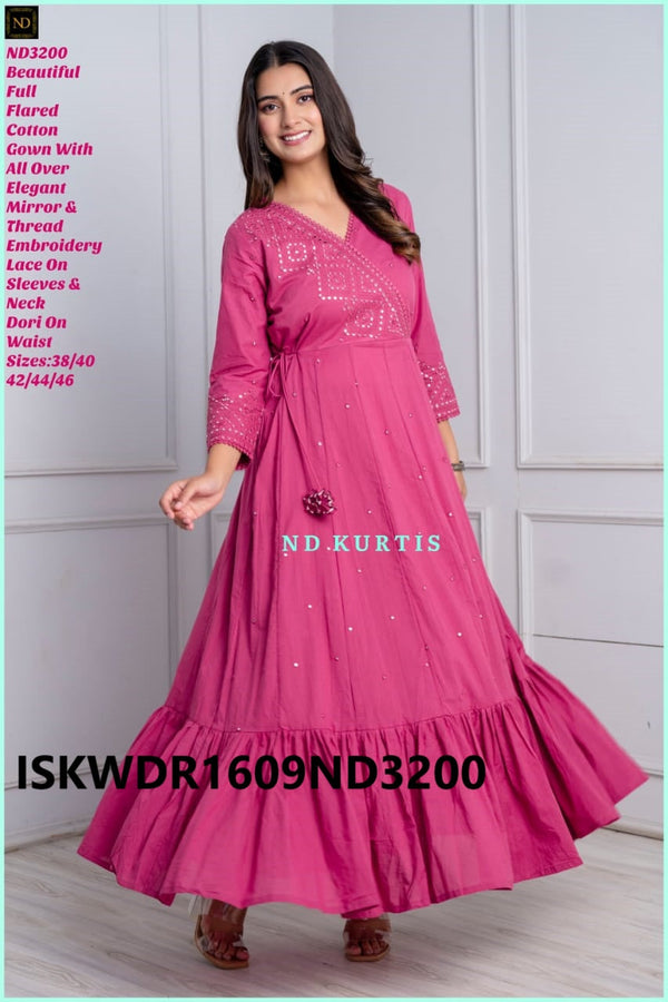 Embroidered Cotton Dress-ISKWDR1609ND3200