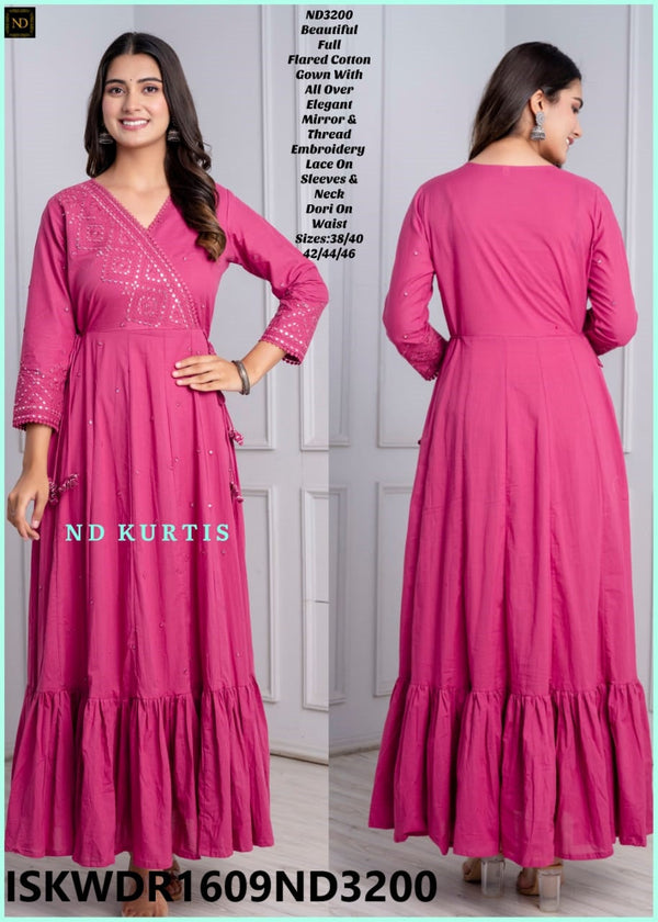 Embroidered Cotton Dress-ISKWDR1609ND3200