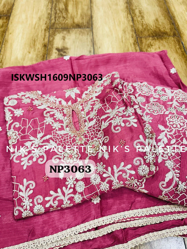 Embroidered Silk Kurti With Sharara And Dupatta-ISKWSH1609NP3064/NP3063