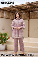 Embroidered Chanderi Cotton Top With Pant-ISKWIDW1809OMK3346