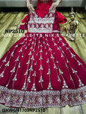 Embroidered Georgette Gown With Dupatta-ISKWGN1709NP2510