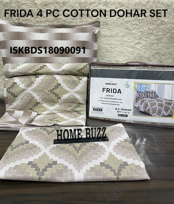 Cotton Bedsheet With Pillow Cover And Coordinate Dohar-ISKBDS18090091