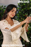 Embroidered Net Schiffli Kurti With Pant-ISKWKU1809OMK3340