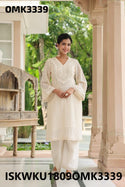 Embroidered Net Schiffli Kurti With Pant-ISKWKU1809OMK3339