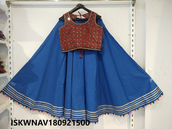 Cotton Lehenga With Hand Block Printed Blouse-ISKWNAV180921500