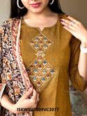 Handloom Cotton Kurti With Printed Pant And Dupatta-ISKWSU1809VC3077