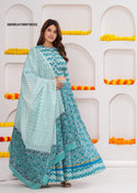 Bagru Hand Block Printed Cotton Lehenga With Blouse And Malmal Dupatta-ISKWLH190918552