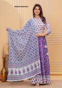 Bagru Hand Block Printed Cotton Lehenga With Blouse And Malmal Dupatta-ISKWLH190918552