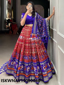 Foil Printed Dola Tussar Silk Lehenga With Blouse And Dupatta-ISKWNAV19090040