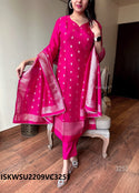 Banarasi Weaved Kurti With Silk Pant And Self Zari Weaved Dupatta-ISKWSU2209VC3251