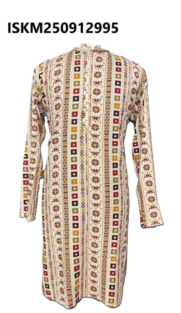 Men's Foil Printed Cotton Kurta-ISKM250912995