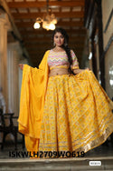 Bandhani Printed Cotton Lehenga With Blouse And Dupatta-ISKWLH2709WO619