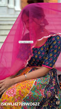 Hand Block Printed Cotton Lehenga With Blouse And Organza Dupatta-ISKWLH2709WO622