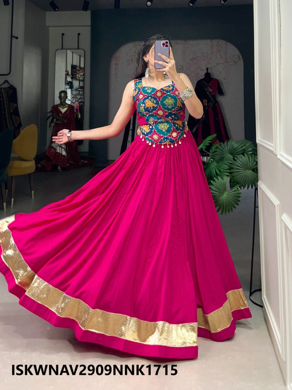 Sequined Rayon Lehenga With Viscose Jacquard Silk Blouse-ISKWNAV2909NNK1715