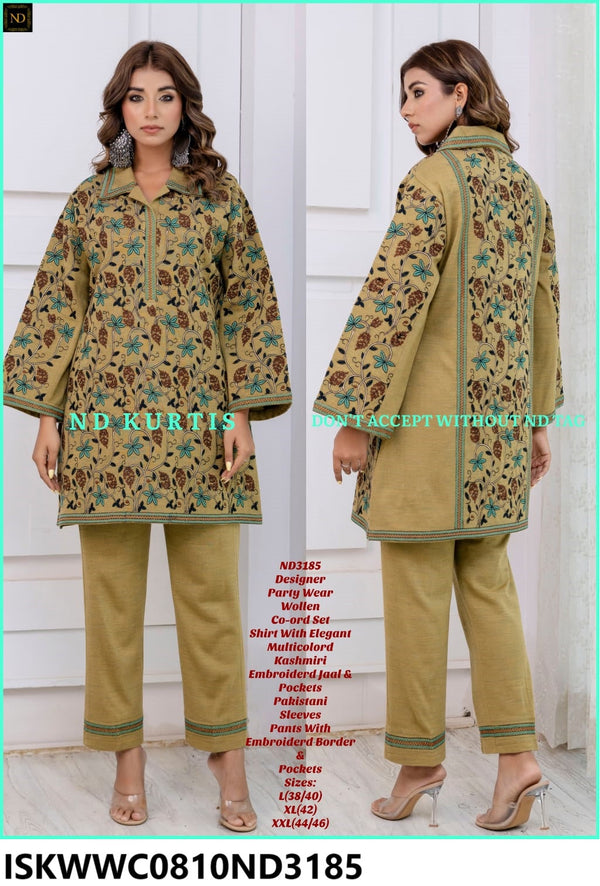 Embroidered Woolen Kurti With Pant-ISKWWC0810ND3185