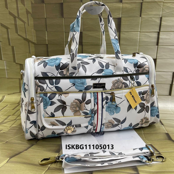 Flower Printed Leather Duffle Bag-ISKBG11105013