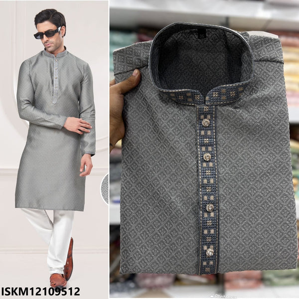 Men's Silk Jacquard Kurta With Raymond Cotton Pajama-ISKM12109512