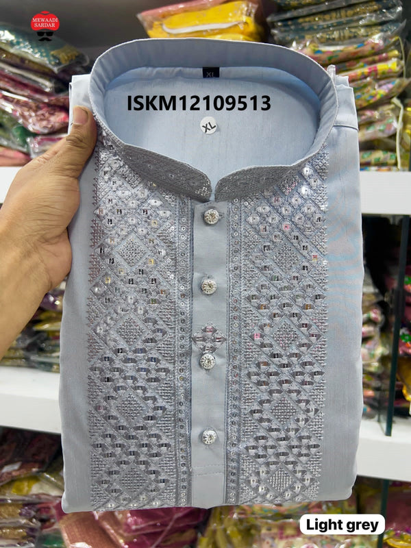 Men's Silk Kurta With Raymond Cotton Pajama-ISKM12109513