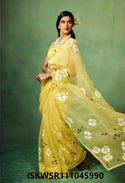 Hand Printed Organza Silk Saree With Upada Silk Blouse-ISKWSR111045990