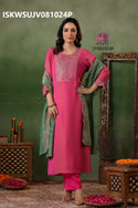 Crafted Shimmer Tissue Silk Kurti With Silk Pant And Dupatta-ISKWSUJV081024P