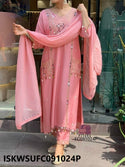 Embroidered Silk Kurti With Pant And Dupatta-ISKWSUFC091024P